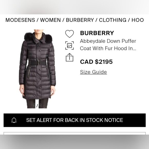 NWT Burberry Abbeydale Winter Jacket Parka Duck Down Blue Fox Fur Hoodie 4 US - Picture 2 of 16